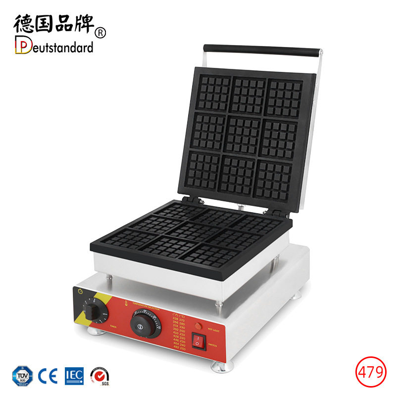 华夫饼机松饼商用小吃设备9片方形格仔机烤饼机松饼窝夫机华夫机