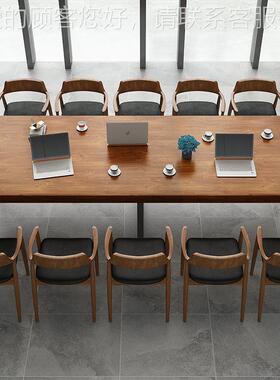 北欧木办公桌图书馆大型多人实原木as26585长条办公室职培员训桌