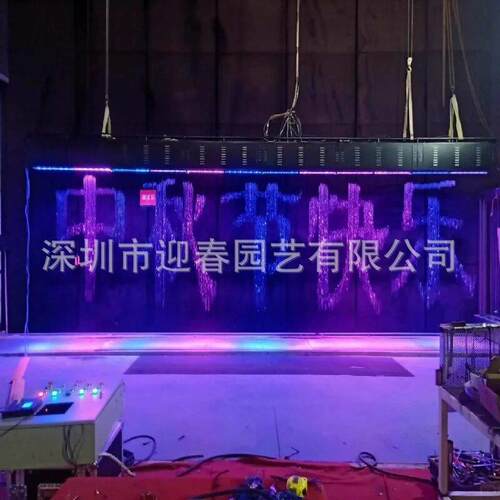 室内酒店数字水帘尼龙拉线水帘流水景观瀑布水幕设计喷泉源头厂家
