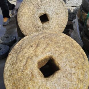 老石头钱 铺地石 花盆底座茶盘配件民俗老物件精品摆件老石槽磨盘