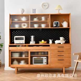 储物茶水柜碗柜 北欧实木餐边柜家用客厅厨房靠墙橱柜高柜餐厅日式