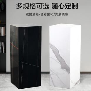 大理石底座爵士白岩板电视石墩石柱客厅柜塑落地展示台轻奢雕CNU