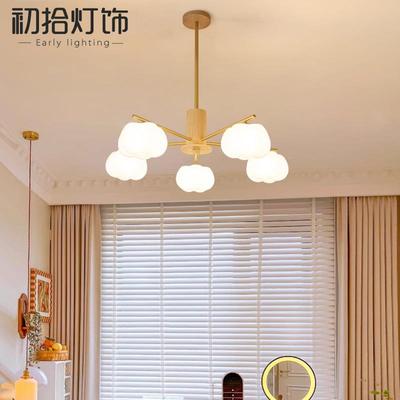 厅客吊灯原木奶油风广中山东灯具全屋套餐组合大厅主灯棉柿DWX花