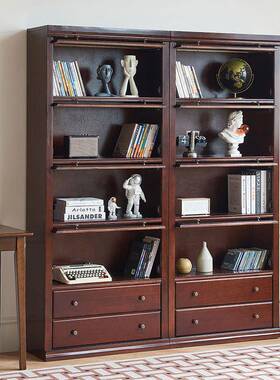 日式防尘书柜实木儿玻璃RUV柜门门童客厅储物柜多层合翻组斗展示