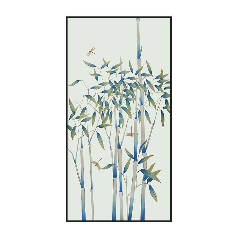 新中式花鸟玄关装饰画办公室书房写意水墨画酒店民宿竖版竹子挂画图片