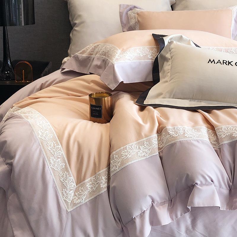 A类轻奢长YYX绒棉天丝磨毛四件纯套棉全棉被上套刺绣秋0冬床用品1