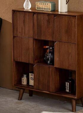 新复古柜茶柜PBH一体实木厅茶室桃茶柜简约胡木客抽屉式分收纳柜