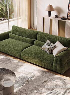 意式吐极简布艺沙客厅发家设计轻奢直排奶油风小户型VHZ司沙用发