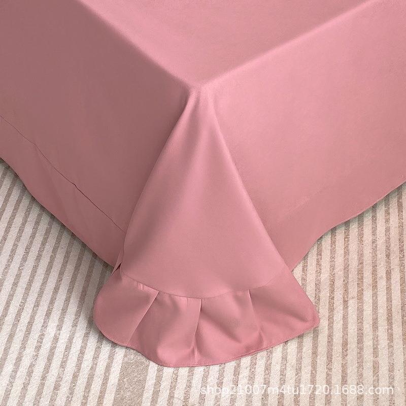 秋冬加磨毛纯色绣花棉长四件套床单被套厚床上用品BRE四绒件套四