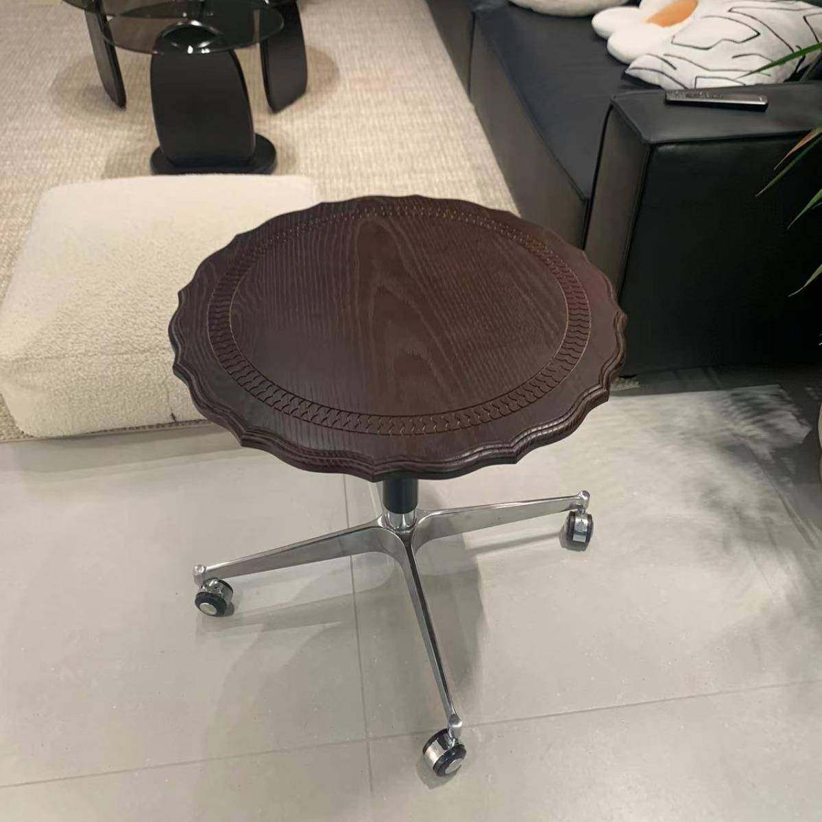 实木升降茶几客厅移动圆几AVQ用餐桌边小户型床桌沙家边几发洽谈