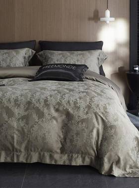 代简约珊瑚风海提花寝具床品别墅棉55221样板房超现细旦天丝四件