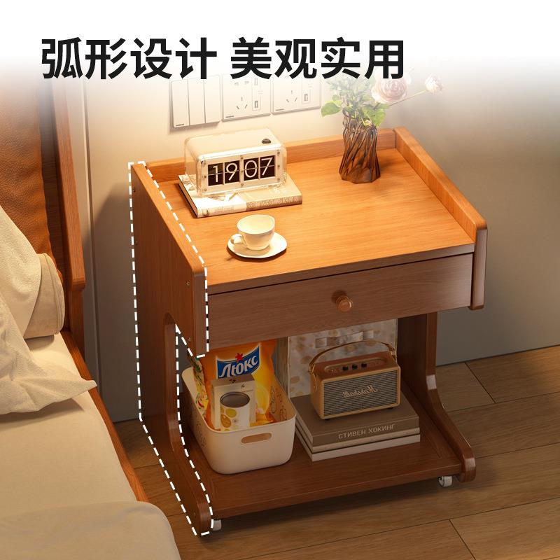 床头柜家用客厅收纳架卧室边几出租屋带轮置物架小型收纳储物柜子
