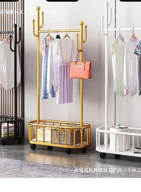 奢KEC衣架衣架落地卧室挂衣架带轻轮可移动帽家服用室内简易晾衣