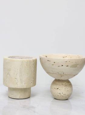 简现代大理石果盘客厅几桌面POZ饰品收纳置物约盘装创意饰花器摆