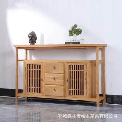 老榆木餐边柜客厅收柜柜抽屉柜门储物纳现厅代靠墙边柜榆XGH木斗