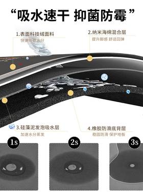 厨房专用地垫82020擦L25新款地毯泥垫硅藻型吸水垫防滑吸油可洗耐