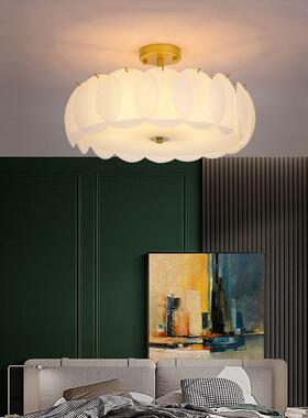 后代玻璃吸顶灯圆形简客厅灯具约现气ILJ主卧室房间灯白大色玻璃