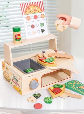幼儿仿真MDN拟切切乐披萨烤箱过家童家厨房烹饪场景模烧烤餐厨架