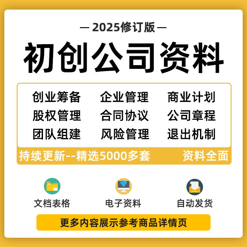 2025初创公司全套资料方案股权设计合同范本管理制度章程文档计划