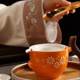 家用防烫懒人自动旋转泡茶壶单壶 逍遥泡茶器户外玻璃旅行茶具套装