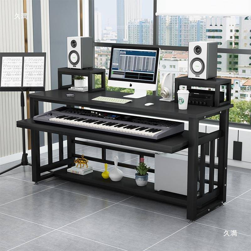 轻琴奢CVI编曲工台简约电子琴桌古筝电钢桌作音乐制作剪辑桌师编