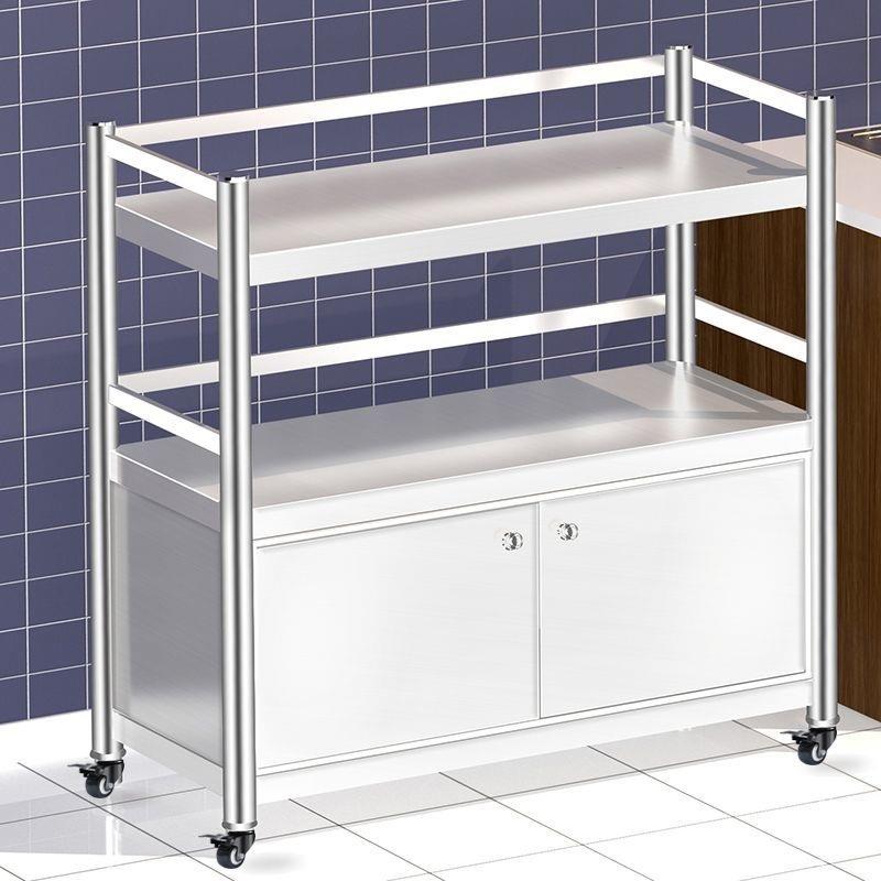 MM新款不锈钢厨房物架多层纳落地储带物置门货架F88THM6H柜子收可