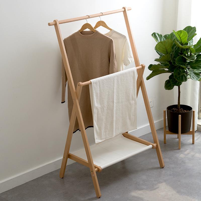 实木落地0982衣架挂代简现约双层多功能服装衣展示架亲子帽架
