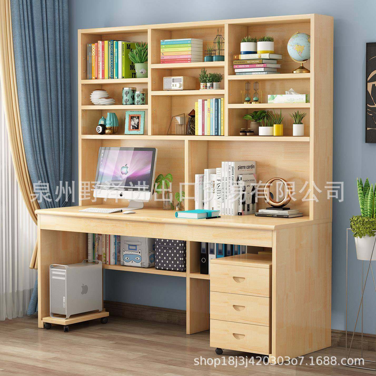 实木多书书架组合家用桌带书柜一体电桌台式功脑ZY-SZ002能学生儿,电子/电工,接线端子,淘宝优惠券,粉丝福利购,淘宝优惠卷