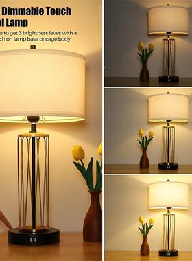 美式台灯卧室床头简现代创意触约53893艺摸光调布金色仿古书桌装