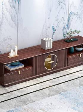 新中式实木电视柜紫金视檀色影轻奢柜胡桃木约视听IRN柜现代简地