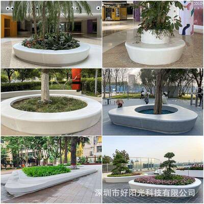 UHPC户混外透HYG0605光池商场GRC座椅水磨凝石休闲椅土花坛泰科树