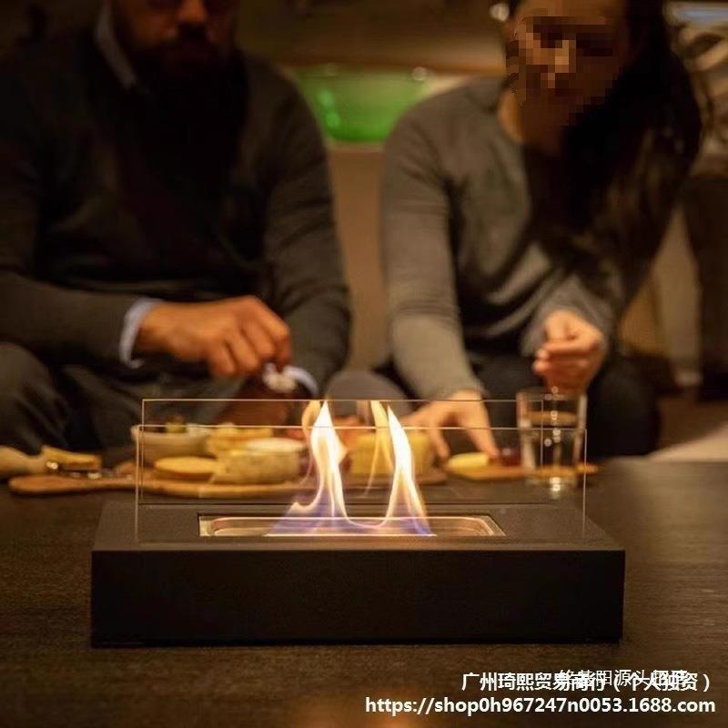 壁炉氛网围灯夜光灯真火室取暖PWW火焰红装饰便携式桌内面小精摆