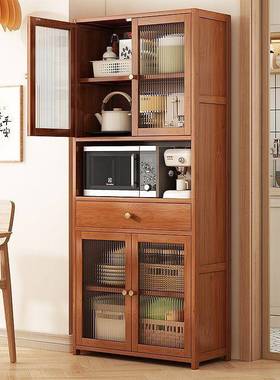 实木餐RBA边柜落微地家用置物架靠墙体水一收纳柜厨房波炉置物柜