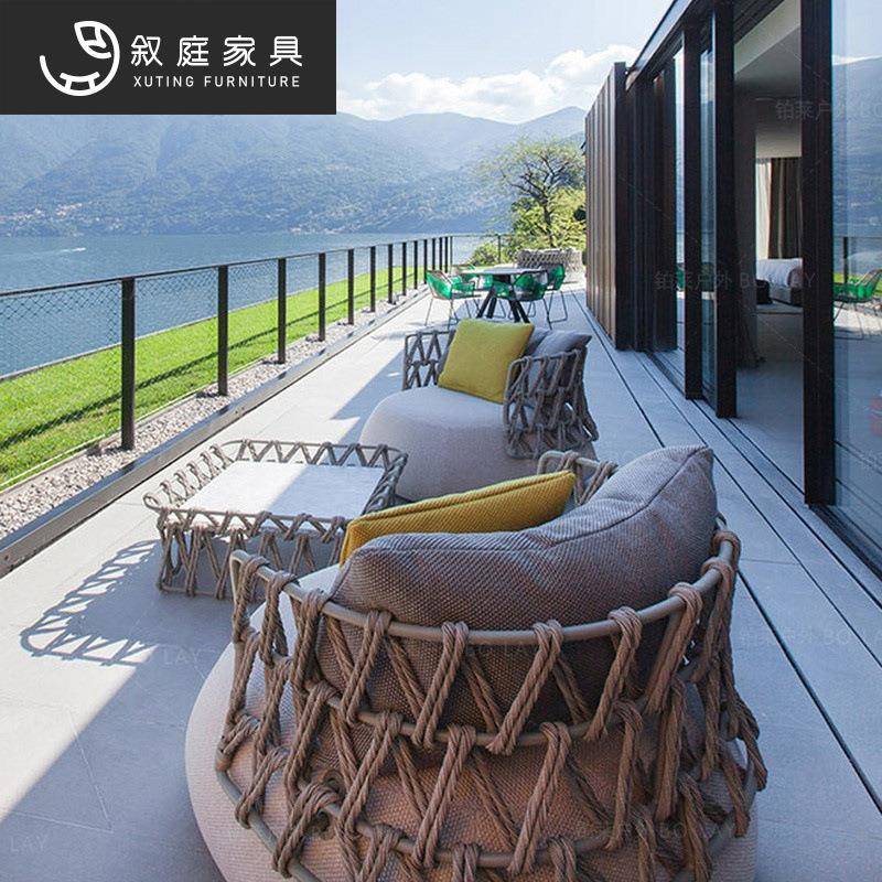 户外发庭院设计师酒店藤沙发藤编户外家具藤阳台景12-23-1区艺沙