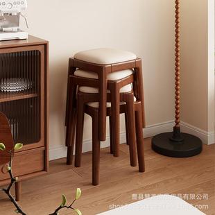 超厅级舒服软包板凳云坐感端餐高凳可叠摞实凳680子家用木卧室小