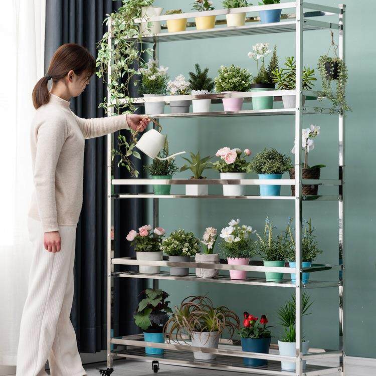 花架多肉外多层不锈钢花架子阳置物户客g厅落台地GUE式铁艺可移动