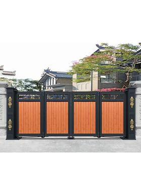 新中式铝艺别墅庭院大门开门乡村折叠对平移院门建农345村自房子