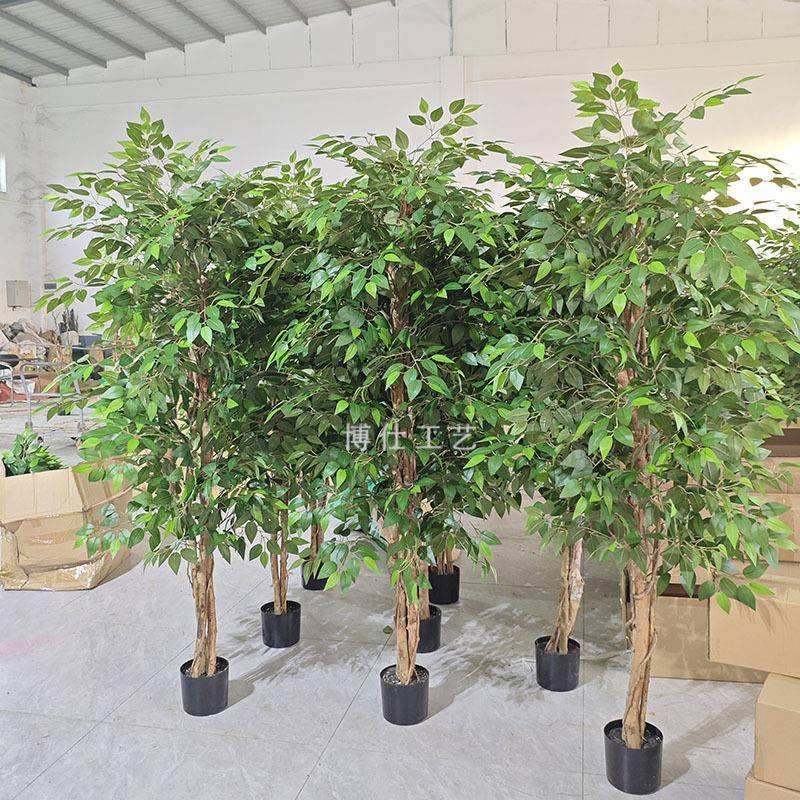 高品质仿真盆栽榕树室内SDH摆树放盆景榄橄过胶隔绿植假树藤条断