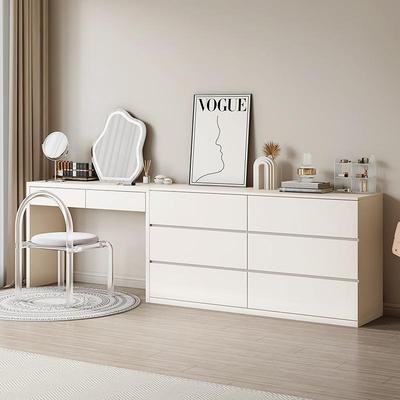 奶油风妆台0纳一柜体现代收简约卧梳室书桌法式轻奢化妆台梳妆桌