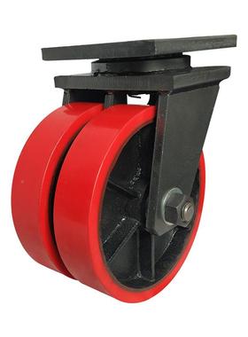 超重寸铁芯PU双排万向轮轮子10寸12型寸聚70939氨酯3吨吨5双8轮脚