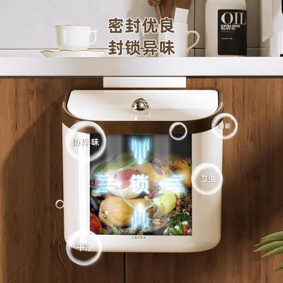 中古风厨房垃圾桶挂式家高颜值大容量2025用新款余厨89890木仿纹