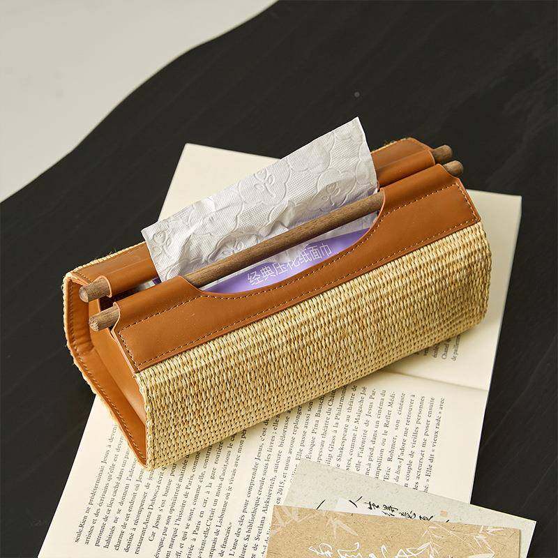 藤编法式中古风创意J57H纸盒轻客厅桌面高档纸奢家用餐桌抽巾盒纸,收纳整理,纸巾盒,淘宝优惠券,粉丝福利购,淘宝优惠卷