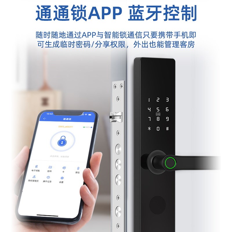 智能门锁入户f门半自动智能门锁通通锁民宿专用电子门锁家用通用