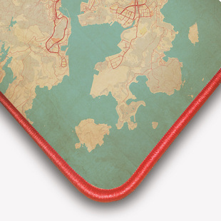 城市地图桌垫超大鼠标垫复古风加厚锁边大号防水学生书桌电脑垫