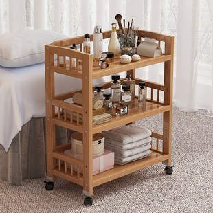 美容院小推车可移动实木置物架理发店美容美发专用工具车收纳架子