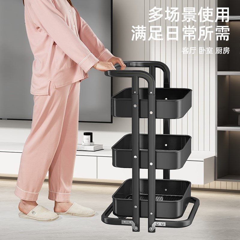 优勤小推车置物架落地多层厨房浴室移动多功S能收纳储物书架子