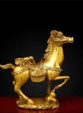 纯铜马上蝇马上赢黄铜摆件室内家用马踏元宝聚财纳福招财摆放用品