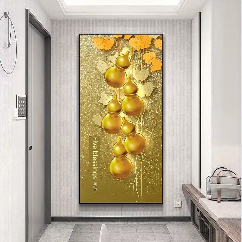 五福临门钻石画镶满钻石新入口竖葫芦5D十字绣贴水晶钻石入口吸引,居家布艺,钻石绣,淘宝优惠券,粉丝福利购,淘宝优惠卷