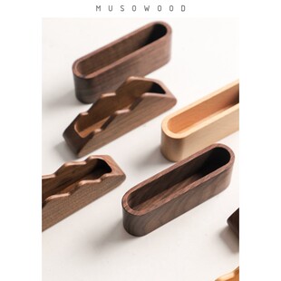 实木名片盒 创意黑胡桃木名片座桌面前台木质名片架子摆台卡片架