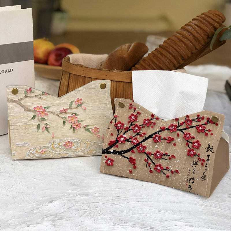 雪梅油画纸巾盒轻奢抽纸盒车载客厅桌面纸抽套收纳家用餐厅女书房,收纳整理,纸巾盒,淘宝优惠券,粉丝福利购,淘宝优惠卷